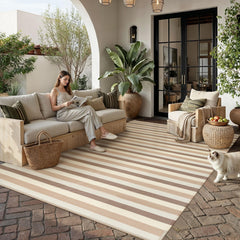 PureCozy outdoor rug rolled up for storage