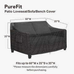 PureFit Outdoor Couch Cover showing padded handles and storage bag