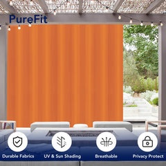 PureFit outdoor curtain hanging on a patio