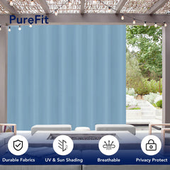 PureFit Outdoor Curtains hung on patio for privacy