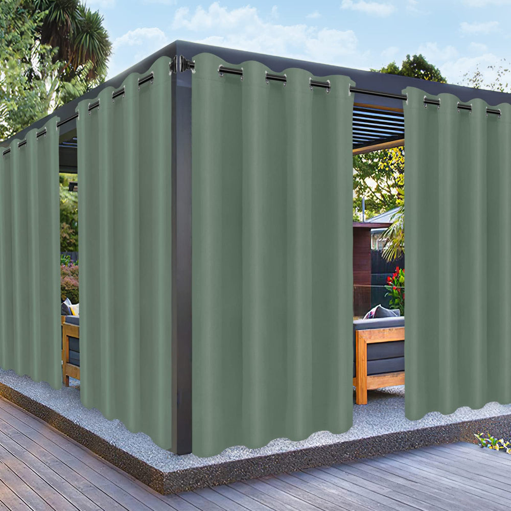 PureFit Outdoor Curtains sage green front view