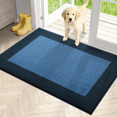 PURRUGS 32" x 48" Indoor Door Mat in Light Blue and Navy front view