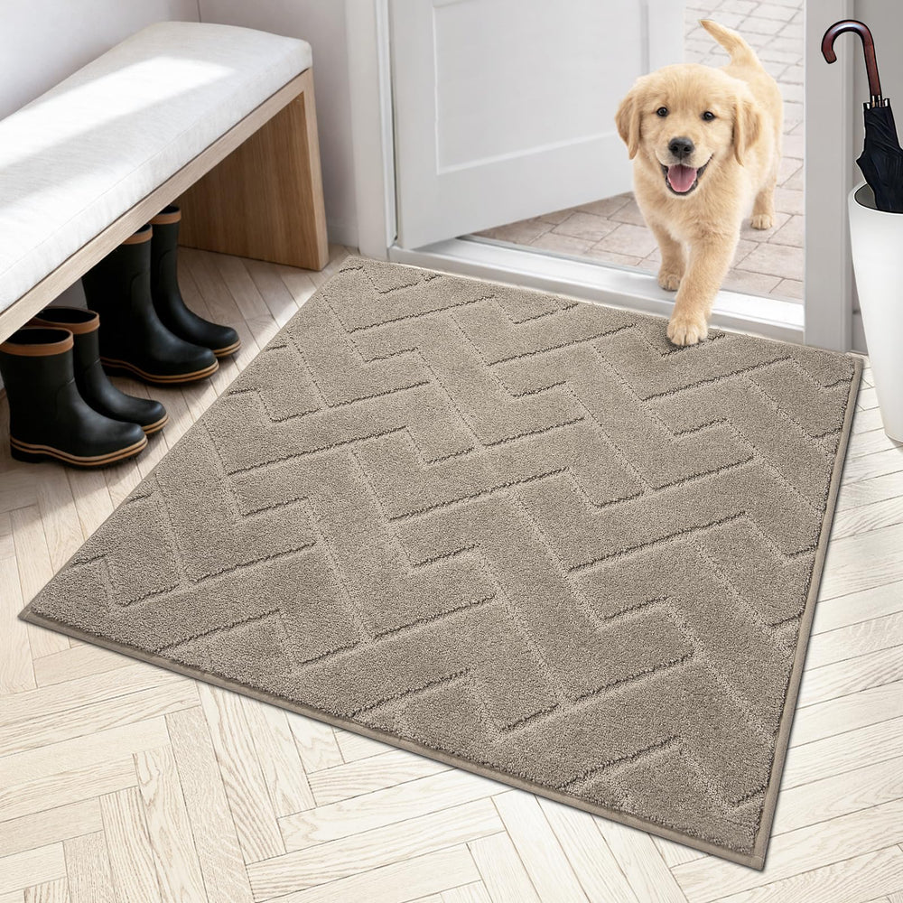 PURRUGS Dirt Trapping Door Mat front view, taupe colour