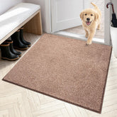 PURRUGS Dirt Trapping Indoor Door Mat front view, Brown-Light Cream
