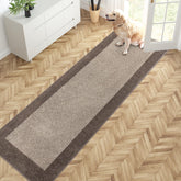 PURRUGS Hallway Runner Rug front view in Beige and Grayish Brown