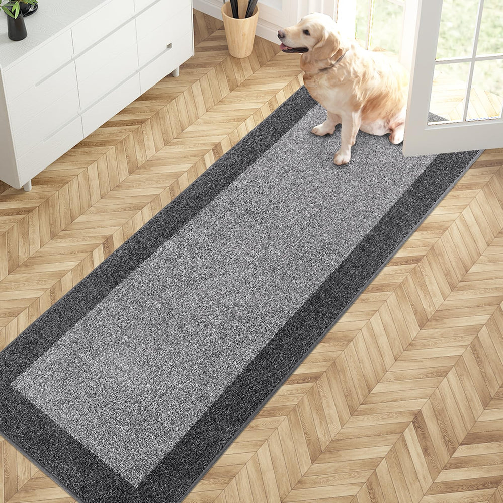 PURRUGS Hallway Runner Rug front view in Light Grey