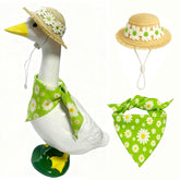 Pwefopessc Lawn Goose Costume Set with straw hat and daisy scarf