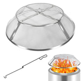 PWSOMJ 15-inch fire pit spark screen front view with stainless steel mesh