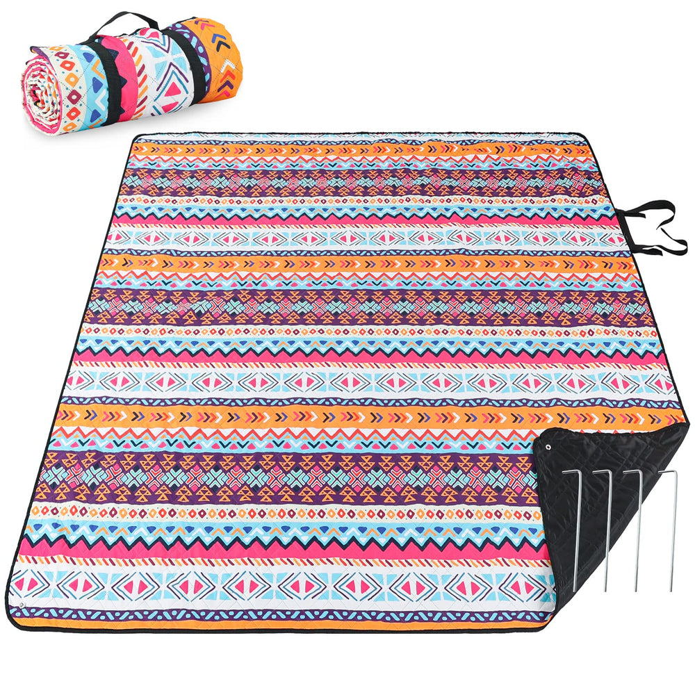 PY SUPER MODE Extra Large Picnic Blanket in Bohemian Brown, folded view