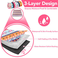 PY SUPER MODE Picnic Blanket unfolded, showing size 83x79"