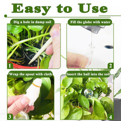 Pynqdfu watering globes in use with potted plants