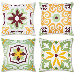 Pyonic Sage Green Outdoor Pillow Cover front view with boho floral print