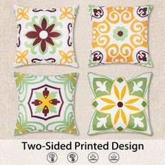 Pyonic Sage Green Outdoor Pillow Cover side view showcasing retro pattern