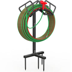 Qatsrin Heavy Duty Garden Hose Holder front view in black