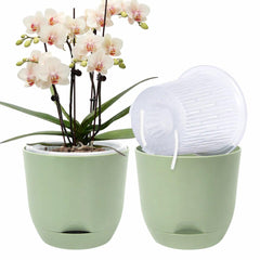 QCQHDU 5.7 Inch Orchid Pot green color front view
