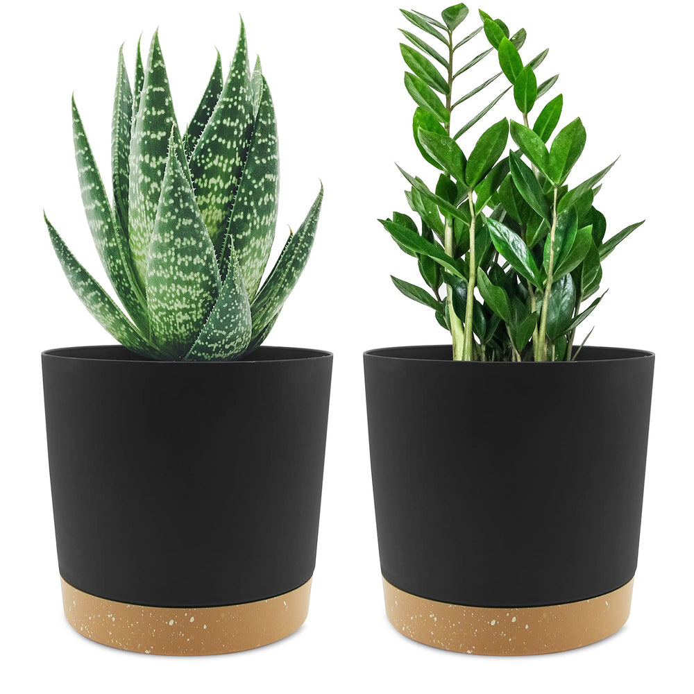 QCQHDU 6.5 inch plant pot dark grey front view