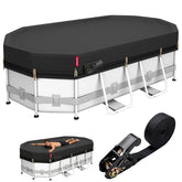 QH.HOME 10x16 ft oval pool cover black front view
