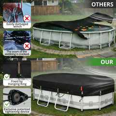 QH.HOME 12x22ft Winter Oval Pool Cover installed on pool