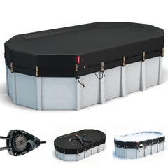 QH.HOME 12x24 ft oval pool cover black front view