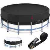 QH.HOME 15Ft Winter Pool Cover black fabric front view
