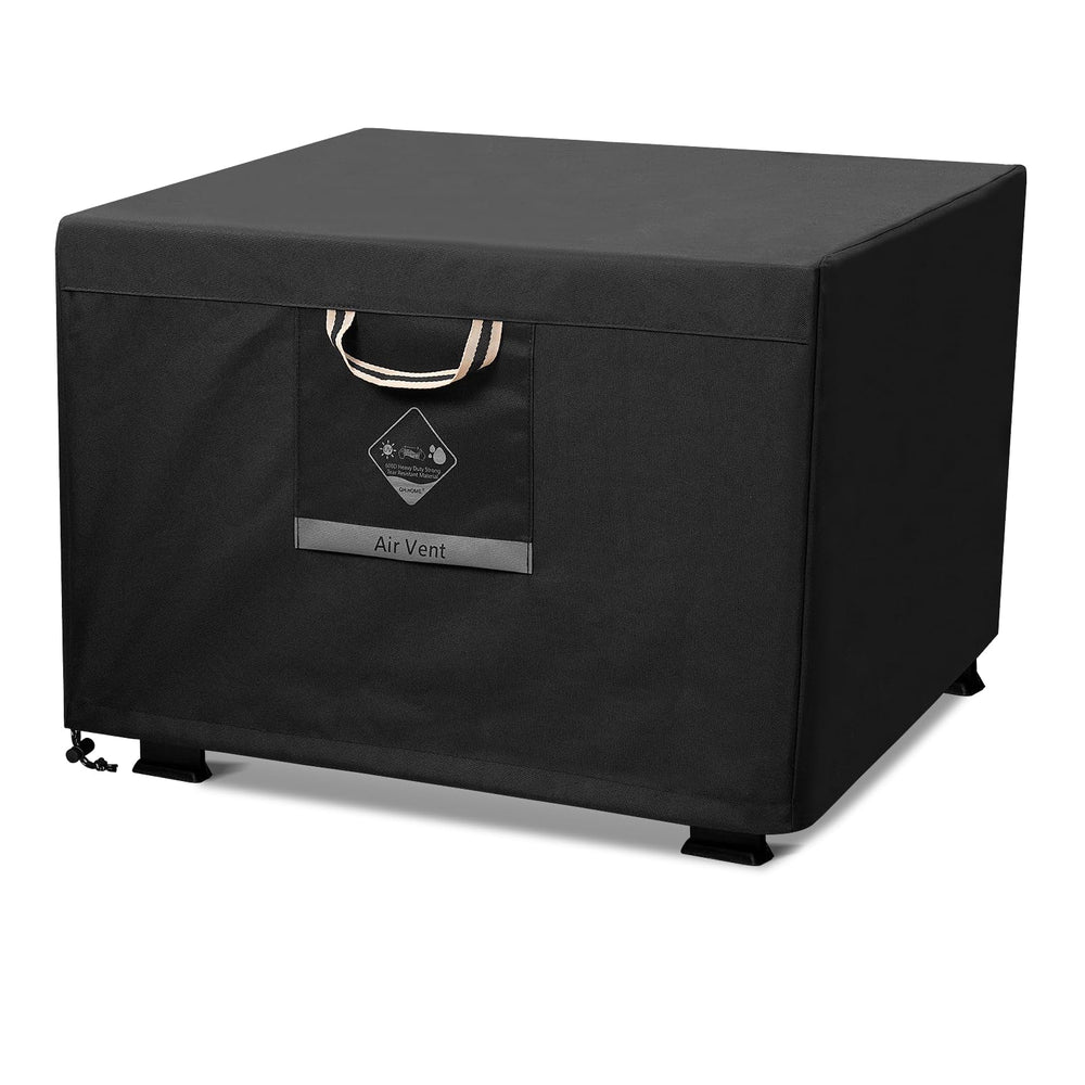 QH.HOME 36-inch square fire pit cover front view in black