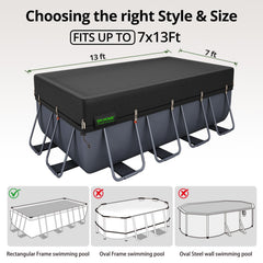 QH.HOME 7x13 Ft Rectangular Pool Cover installation with tightening winch