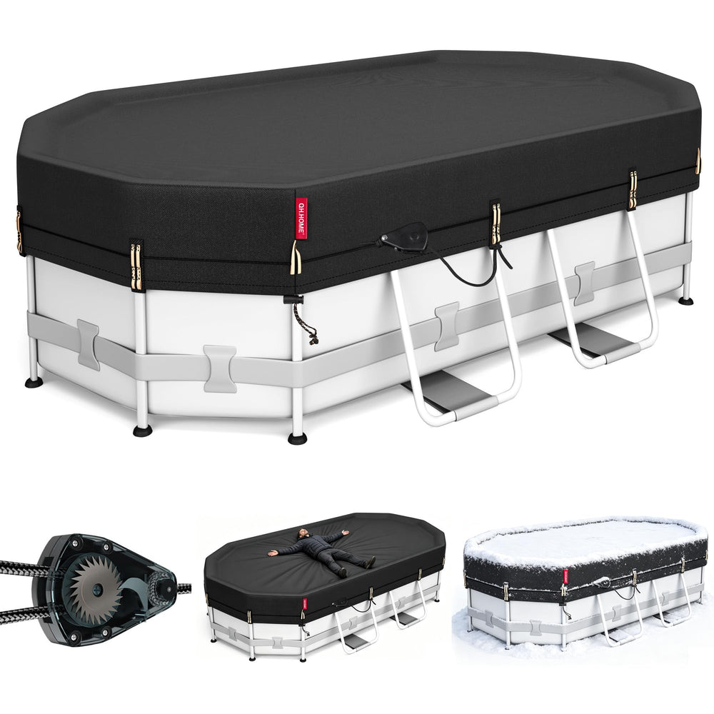 QH.HOME 8.2x14ft winter oval pool cover front view