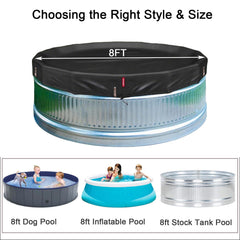 QH.HOME 8 ft Round Pool Cover on an above ground pool