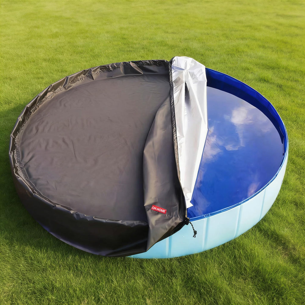 QH.HOME Dog Pool Cover 63-64 inch black fabric front view