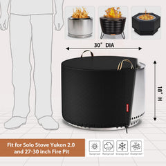 QH.HOME Fire Pit Cover for Yukon, Adjustable drawstring