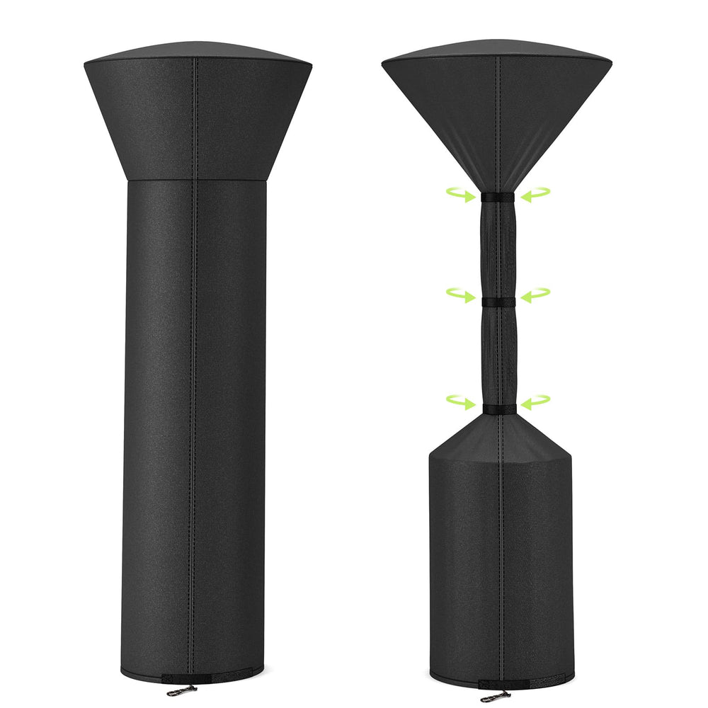 QH.HOME Patio Heater Cover front view, black, 89 inches high