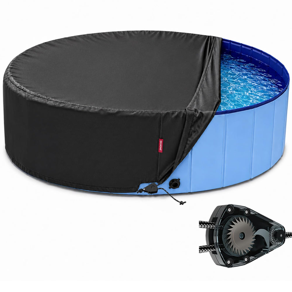 QH.HOME Round Kiddie Pool Cover black front view