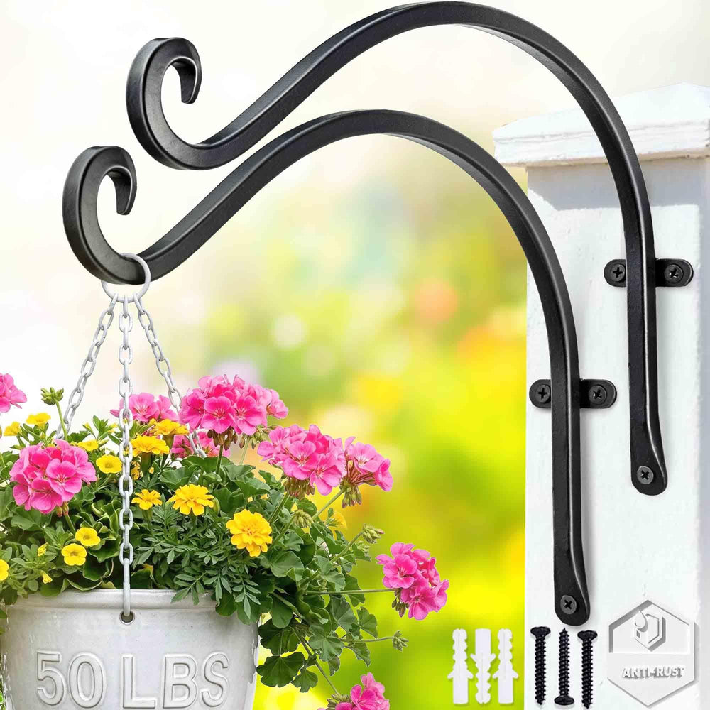 Qiang Ni 12-Inch Bird Feeder Plant Hanger Hook black model front view