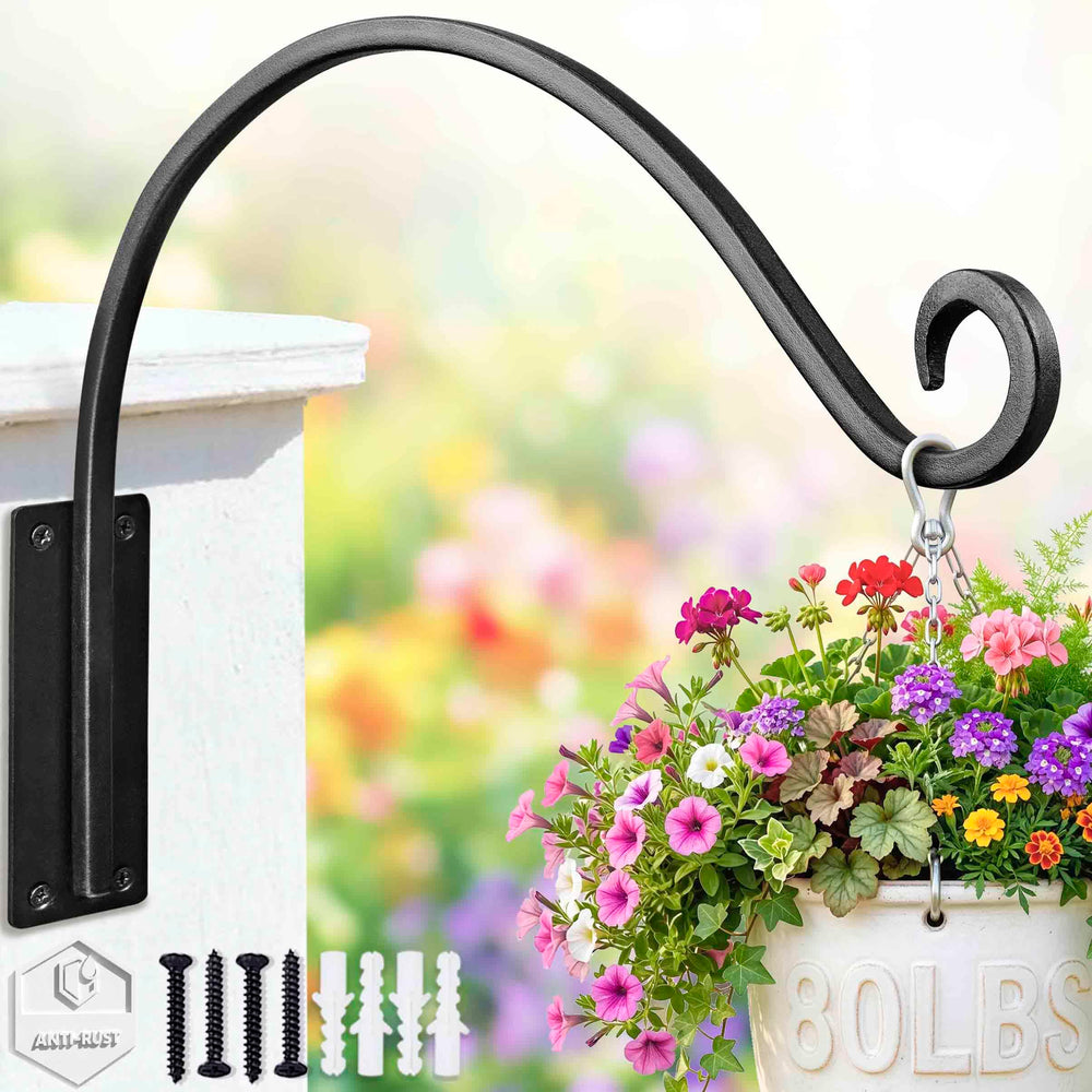 Qiang Ni 16-inch heavy-duty plant hanger black wall mount