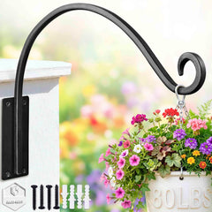 Qiang Ni 16-inch heavy-duty plant hanger black wall mount