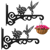 Qiaomeiysp 10-inch black metal plant hanger with bird pattern