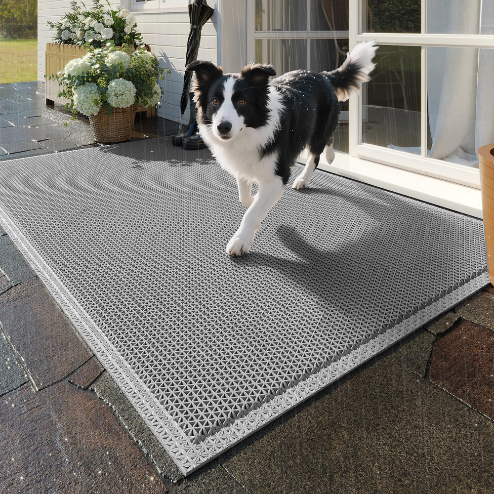 QiCaiJia 24x36 grey doormat front view