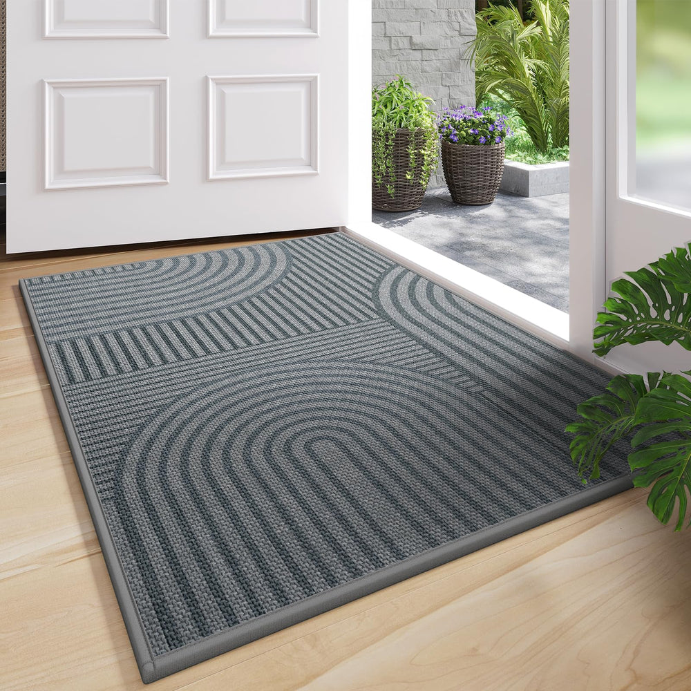 QiCaiJia Indoor Door Mat 31''x47'' Grey front view