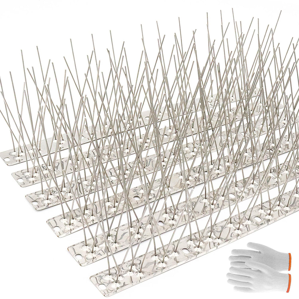 QIEGL Bird Spikes 50 Feet stainless steel uninstalled front view