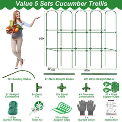 Qinzave Cucumber Trellis fully assembled in a garden setting