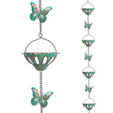 Qipade 12FT Butterfly Rain Chain with green metal cups