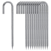 QNLONG 12 inch ground stakes front view with J-hook design