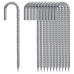 QNLONG 12 inch ground stakes front view with J-hook design