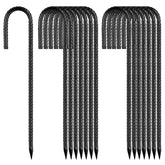 QNLONG 12-inch Heavy-Duty Garden Stakes black-coated front view