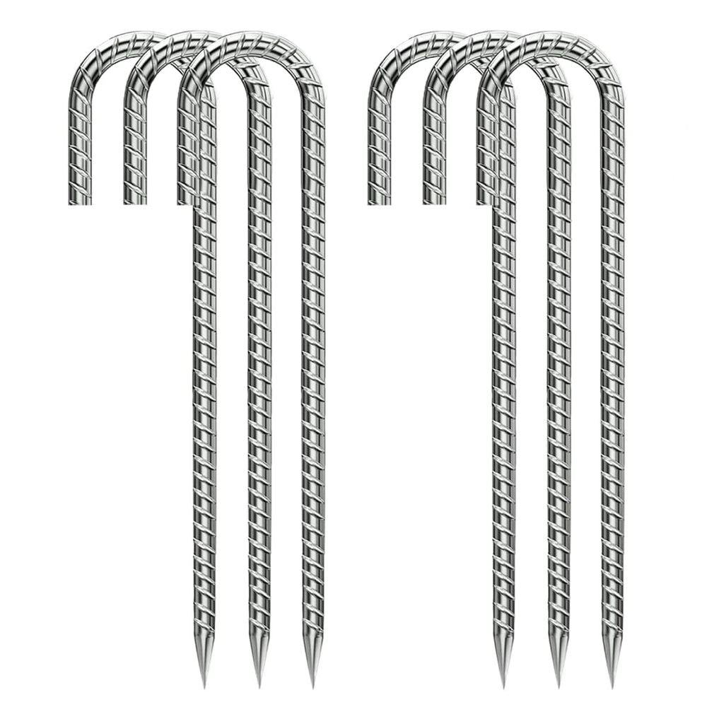 QNLONG 12 inch J-Hook Rebar Stake front view
