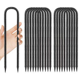 QNLONG 12-inch rebar stake black coated heavy duty U-hook front view