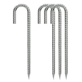 QNLONG Rebar Stakes 12-inch silver J-hook front view