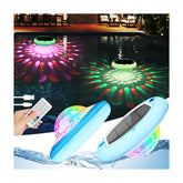 QOLNBY Solar Floating Pool Lights front view with a vibrant pool background