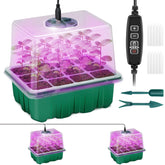 Qoolife Seed Starter Tray green model with LED lights visible
