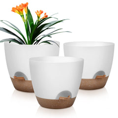 QRRICA Plant Pots 10/9/8 inch white set front view